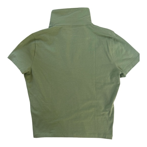 Holister Crop Polo T Shirt ~ Olive Size: M - Picture 2 of 4